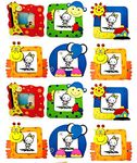 new creations-(pack of 12) wooden photo frame for kids / birthday return gifts / animal theme- Multi color ,wall and hook and on table