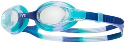 TYR Swimple Kids' Tie Dye Non Mirror Swim Goggles, Clear/purple/teal, one size