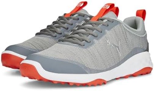 PUMA Men's Fusion Pro Golf Shoe, Cool Mid Gray Puma Silver Red Blast, 12 US