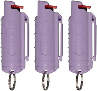 Police Magnum Keychain Pepper Spray Self Defense Belt Clip Holder - 3 Pack Tactical Maximum Strength OC with Dye - Small Safety Key Chains for Women & Men - Made in The USA (Lilac)