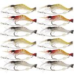 Goture Soft Lures Shrimp Bait Set, Freshwater/Saltwater, Trout Bass Salmon, 12 Piece