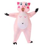 ALLC Inflatable Dinosaur Costume, Chicken Cow Flamingo Pig Costume Inflatable Animal Costume for Adult, Halloween Blow Up Ride On Costume Fancy Dress Cosplay Party (Pig -Adult)