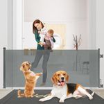 Rainberg Mesh Retractable Stair Gate for Babies and Pets - 150/180cm Extra-Wide Opening & 80cm Tall, Stair Gate, Baby Gate (Grey, 180cm)