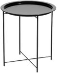 Gardeon Outdoor Coffee Table, Alloy Steel Side Tables Round Patio Furniture Desk for Cafe Garden Pool Deck Backyard Camping Living Room Bedroom, Black