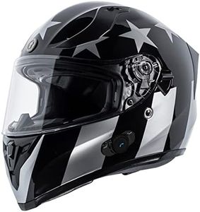 TORC T15B Bluetooth Integrated Full Face Motorcycle Helmet With Graphic (Gloss Black Captain Shadow,Medium)