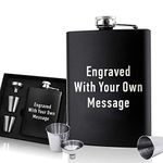 EDSG Personalised Hip Flask | Engraved Stainless Steel Whisky Flask 6oz Pocket Flask | Custom Gift for Best Man Groomsman Father Wedding Birthday Christmas | Hand Finished in UK (Any Text)