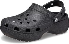 Crocs Women's Classic Platform Glitter Clog, Black, 9