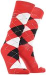 TCK Wisconsin Badgers Argyle Dress Socks (Red/Black/White, Large)