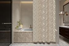 BLUE GRASS Pvc Embellished Opaque Emboss Shower Curtain || Design : Stone || Length : 8 Feet (96" Inches) || Width : 54" Inches || Colour : Ivory.