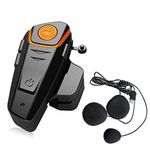 Motorcycle Intercom Bluetooth Helmet Headset, QSPORTPEAK BT-S2 Motorbike Intercom Headphone, 800M Helmet Communication System Kits with Walkie Talkie MP3/GPS & FM Radio for Riding&Skiing, 2-3 Riders