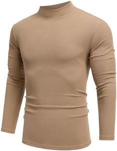 COOFANDY Herren Stehkragenpullover Strick Halbes Rollkragenshirt Langarm Modern Winter Thermo Rundhals Oberteil Khaki M