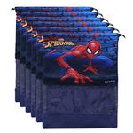 Kuber Industries Shoe Cover for Traveling|Marvel Spidermen Print Non Woven Drawstring Bag|Shoe Bags for Shoes, Slipper, Heels|Transparent Window|Pack of 6 (Blue)