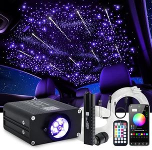 16W Car Home Starlight Headliner Kit, Twinkle & Sound Activate RGBW Fiber Optic Lights with APP & Remote Control, Shooting Star Lights for Ceiling Decoration, 500 pcs 9.8ft