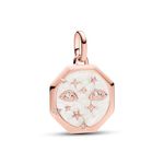 Pandora ME Eye 14k rose gold-plated medallion with clear cubic zirconia and shimmering white enamel