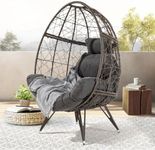 Bme Heavy Duty 400 lbs Capacity Wicker Egg Chairs for Outside & Indoor, Soft Thick Olefin Fabric Cushion & UV 2000 Hours Material Teardrop Design, Durable Against Water, Weather