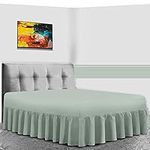 GC GAVENO CAVAILIA Luxurious Frilled Valance Sheet, Plain Dyed Non Iron Polycotton Bed Skirt Bedding, Double, Duck Egg