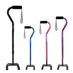 AOHHL Quad Walking Cane Foldable Adjustable Portable Stick Men & Women and Seniors - Lightweight & Sturdy with 4-Pronged Base for Extra Stability Balance,Self Standing Gifts for mom Dad(Black)