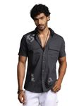 Thomas Scott Men's 100% Cotton Half Sleeve Printed Casual Shirt (Grey, M)