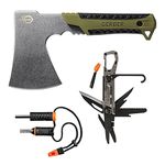 Gerber Gear Camp Setup Kit - Includes Pack Hatchet, Fire Starter & Stake-Out Camping Multitool - Premium Camping Equipment