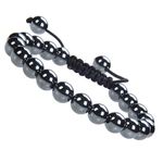 Massive Beads Magnetic Therapy Bracelet - Hematite Healing Crystal Braided Rope Energy Beads Bracelet for Pain Relief (Hematite)