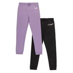 Alan Jones Clothing Girls Solid Pack of 2 Joggers Track Pants (Lavender_Black, 9-10 Years)