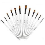 Artists Filbert Paint Brushes Set - ASelected 12pcs Paint Brush Set for Watercolor Oil Acrylic Crafts Rock & Face Painting (White)