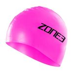 ZONE3 Silicone Swim Cap - 48g Hi-Vis Pink Waterproof Swimming Hat