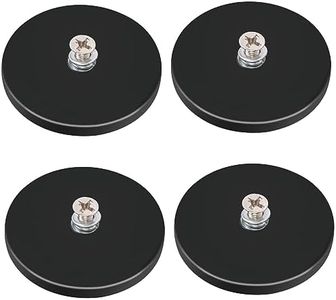 MIN CI 4Pcs Strong Rubber Coated Neodymium Magnets, Powerful Round Rare Earth Magnets with M4 Female Thread Stud, Anti Scratch Waterproof Magnet Base with Rubber Coated for Outdoor Light Camera Mount