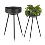 Deco 79 Metal Indoor Outdoor Planter, Set of 2 30", 26" H, Black