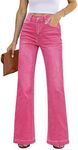 Vetinee Womens Plus Size Jeans Plus Size Bell Bottom Pants for Women Plus Size Wide Leg Jeans Plus Size Women Jeans Wide Leg Pants Hot Pink Size X-Large Fits UK Size 20 - UK Size 22
