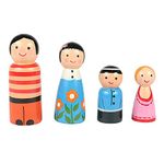 CHANNAPATNA TOYS BY MEERAN ART AND CRAFTS Wooden Family Peg Dolls For Kids Pretend Play, Open Ended Toys, Waldorf Inspired, Improves Childs Imagination (2 Years+, 4 Inch Multicolor, Pack Of 4)