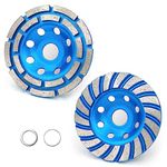 SWIGRANCE 2Pcs Diamond Concrete Grinding Cup Wheels 115mm 4-1/2" Set (Double Row + Turbo Row Segment), Fits 7/8" Arbor for Angle Grinder, Shaping Cleaning Concrete Masonry Marble Granite Brick