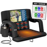 Alpcour Heating Massage Stadium Seat – Deluxe Extra-Wide Reclining Bleacher Chair with Back & Arm Support – Built-in Heater and Massager - Extra Thick, Lightweight & Waterproof