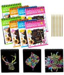 KIVYA Scratch Book for Birthday Return Gifts for Kids Party - 6 Pieces with Wooden Stick 10 Black Pages and 1 Stick (1 Scratch Book), 14 x 11 cm, Return Gift for Girls and Boys