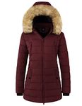 Wantdo Women's Winter Coat Waterproof Jackets Long Puffer Coat Hooded Parka Red XL