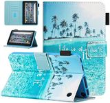 MOKASE Case Compatible with Amazon All-New Kindle Fire 7 Tablet 12th Generation 2022 Release Latest Model 7", PU Leather Folio Stand Cover, Auto Wake/Sleep with Pen Holder for Fire 7, Beach