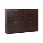 HOMCOM Shoe Cabinet for Entryway Hallway Shoe Organizer with 4 Flip Drawers and Adjustable Shelves for 24 Pairs of Shoes, Brown