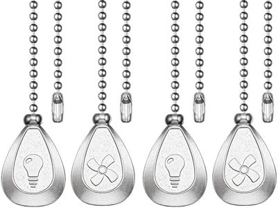 Dotlite Silver Ceiling Fan Pull Chain, 12 Inches Decorative Fan Pull Chain Ornaments Extension, 3mm Diameter Beaded Ball Fan Pull Chain Extender with Connector(4 Pack)