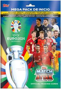 Topps Euro 2024 Match Attax Oficial - Mega Starter Pack - Contiene 16 Cartas Match Attax, 4 Cartas Tácticas más Las Cartas exclusivas de Cristiano Ronaldo, Jude Bellingham y una Carta Power LE.