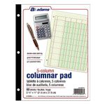 Adams Columnar Analysis Pad, 5 Column Ledger, 8.5" x 11", 100 Pages (50 Sheets), Green, 3 Hole Punch, for Accounting, Bookkeeping & Data (ACP85115)