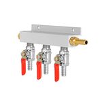 3 Way Gas Distribution Co2 Distributor Manifold with 5/16 inch Barb/Stem Splitter Beer Integrated Check Valves for Homebrew Beer Making Brewing Tool