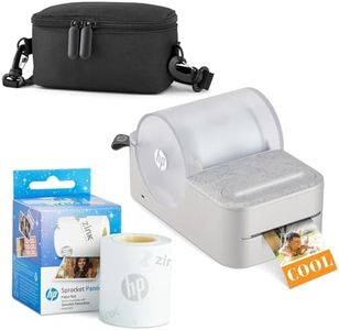 HP Sprocket Panorama Instant Portable Color Label & Photo Printer (Grey) Starter Bundle with case and HP Zink roll