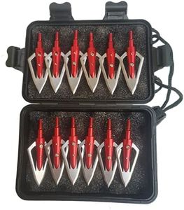 LeeMui Aluminum Hunting Archery Broadheads Blades Grain Screw-in Arrow Heads Tips Portable Case for Arrowheads Broadheads