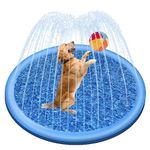 Jsdoin Dogs pool -100cm Inflatable Dog Splash dogs pool, Foldable Thickened Outdoor Dog Sprinkler Play Mat for Summer Garden Beach Backyard Dog Sprinkler Water Toy, Blue