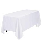 Kapwall White Table Cloth - 60X102Inch (152x260cm) Polyester Rectangle table cloth For 6 Foot Table in Washable Stain and Wrinkle Resistant - Great For Wedding, Restaurant, Party, Banquet Decoration.