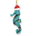 Seahorse Christmas Ornament, Nautical Hanging Tree Accessory, Seasonal Beach House Decor, 3.5 Inches