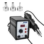 Supernic 858D Rework Station Hot Air Gun 220V SMD Soldering Station High Efficiency Desoldering Station Low Noise Hot Air 3 Nozzles Rework Tool (Black)