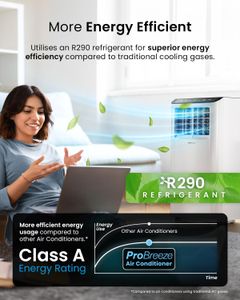 Pro Breeze 4-in-1 Portable Air Conditioner 9000 BTU – WiFi, Timer, Window Kit