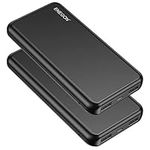 ENEGON 2-Pack Portable Charger Power Bank 10000mAh, The Phone Charger Battery with USB C in&Out and Dual USB Output for iPhone, iPad, Galaxy S9, Tablets and More (Black x 2)