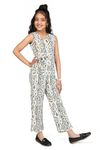 Fashion Dream Girl's Ankle Length Abstract Printed Jumpsuit (FDGJMP00071 WHT 36_White_11-12 Yrs)